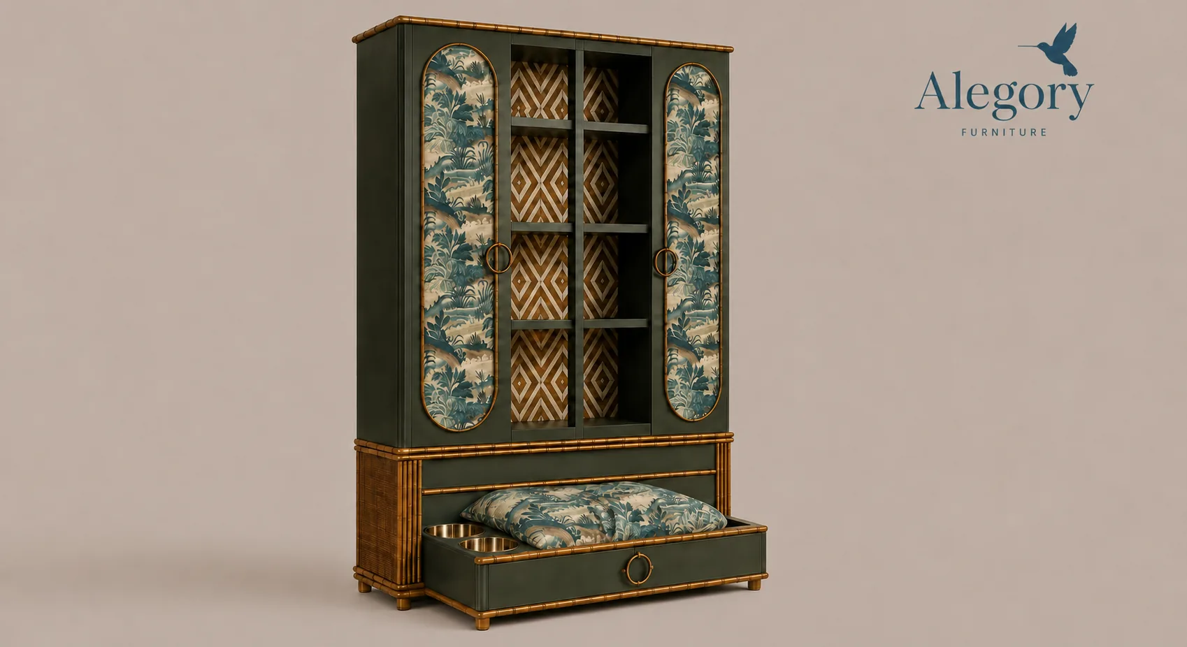 Armario Kaguya con el cajón-cama de la base abierto