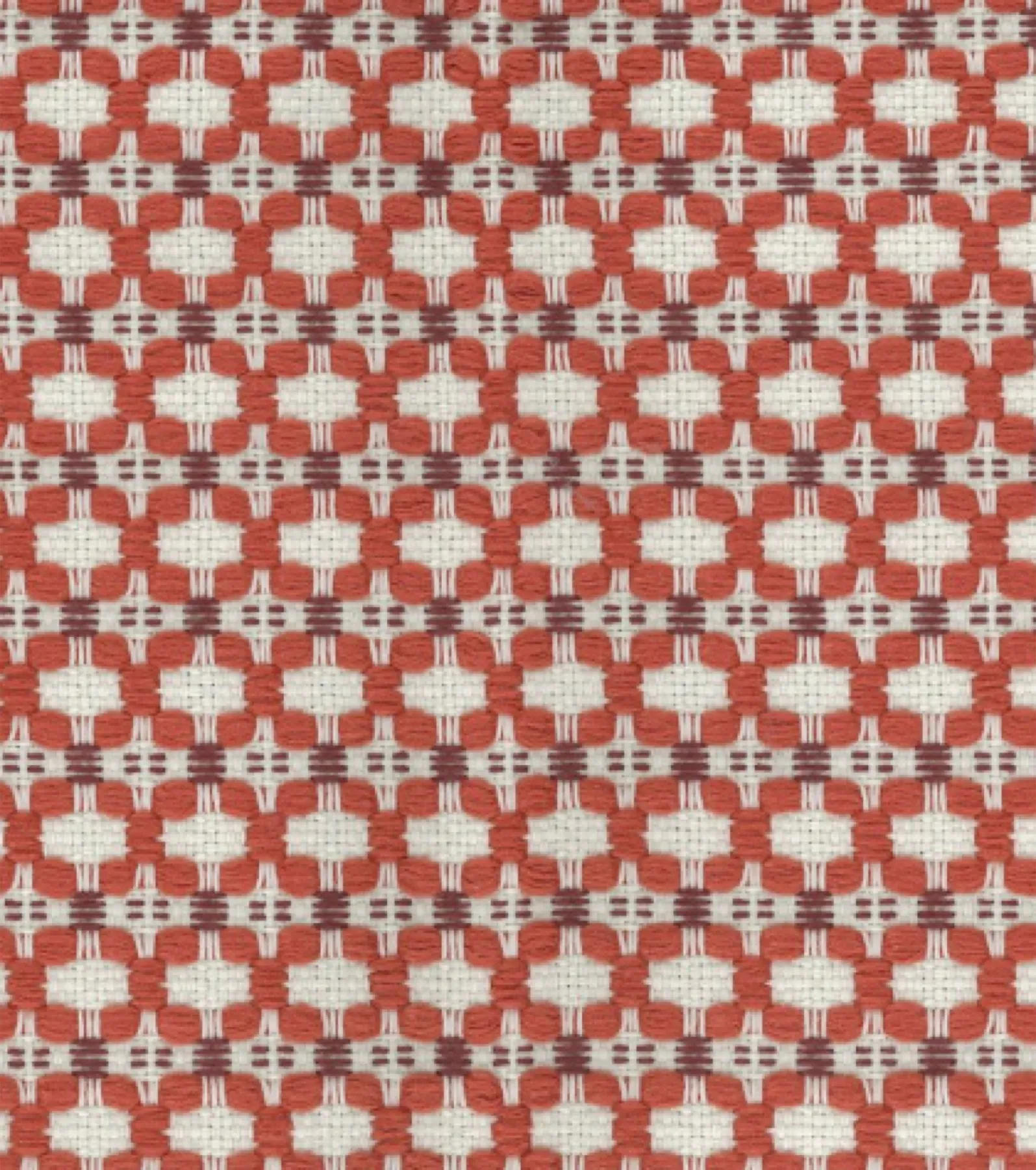 El estampado geométrico rojo y blanco que forra la alcoba del Oddie marino